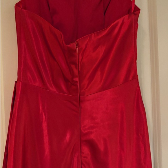 Cinderella Strapless Red Bridesmaid Prom Gown - Picture 9 of 10